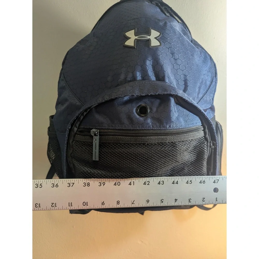 Y2K Under Armour Backpack Navy Blue Black Mesh Pocket School Gym Compact